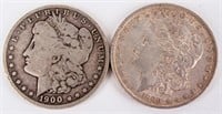 Coin 2 Morgan Silver Dollars 1889-P & 1900-O