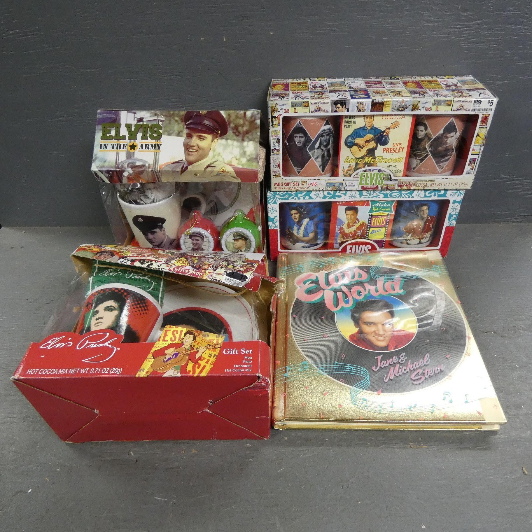 Elvis Collectible Mugs, Book, Etc