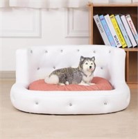 Princess Pet Bed Diamond Dog Bed  White