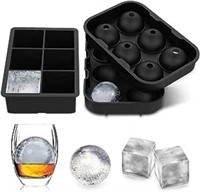 Silicone Sphere & Square Ice Cube Trays 2 pk