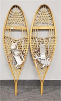 Pair wooden snow shoes - 48" long.