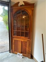 Vintage maple corner cabinet, 87"X38X21
