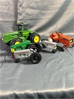 5 toy tractors with damage. John Deere 30 series f