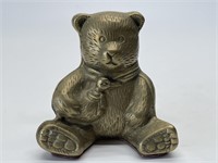Vintage Brass Teddy Bear 4in T x 3.75in W