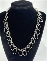 925 Silver Round and Oval Shape Link Necklace