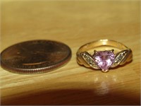 Ring Stamped 10K w/ Pink Stone