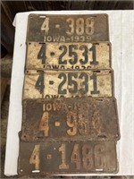 1930'S LICENSE PLATE STACK - 5 TOTAL - IOWA