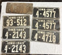 1940'S LICENSE PLATE STACK - 7 TOTAL - IOWA