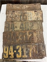 1920'S LICENSE PLATE STACK - 5 TOTAL - IOWA