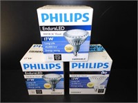 3 Philips 17W Endura LED Flood Lights