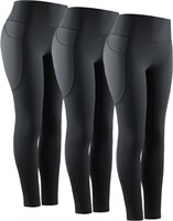 P4146  High Waist Yoga Leggings, Black US Size L