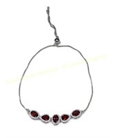 Sterling silver pyrope garnet (4.00 cts) & cubic