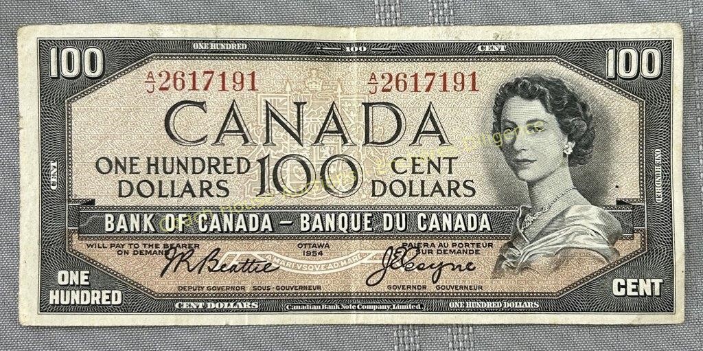 1954 Canada 100 dollar note Billet de 100 dollars