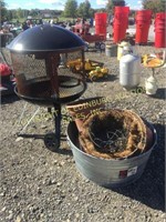 FIRE PIT RING W/ SIDES, PLANTING POTS &