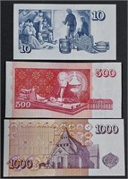 Iceland 1961-10 Kronur, 2001-500 & 1000 Kronur