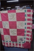 Machine Stitched Hand Embroidered Quilt Top Only