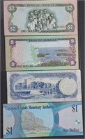 Banknotes from Jamaica, Barbados & Cayman Islands