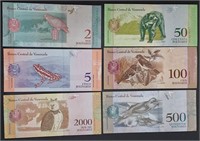 6 Banknotes from Venezuela  2015, 2016 & 2018