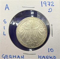 1972 Silver ( 10 ) Marks German Coin