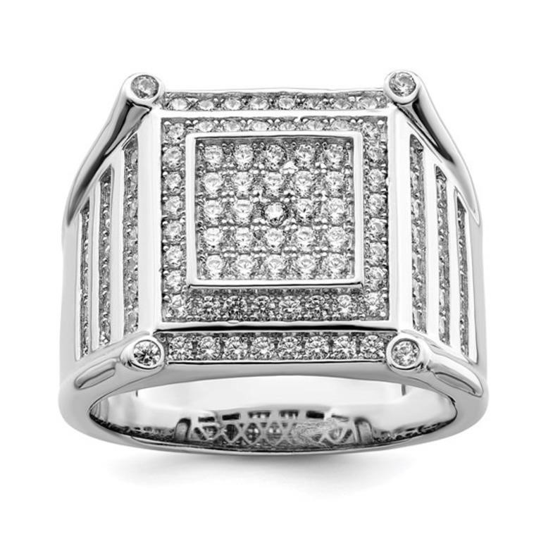 Sterling Silver Micro Pavé CZ Men's Ring