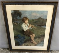 Framed Print of Boy with Recorder