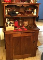 Antique step back cupboard--one-piece