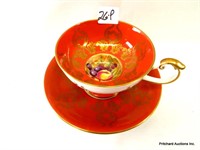 Signed Ansley "Orchard" China Tea Cup & Saucer