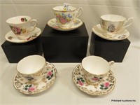 5 Queen Anne China Cups & Saucers