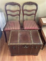 Trunk, 2 Wood Chairs