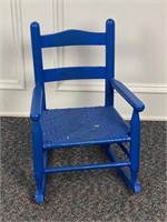 Child’s Blue Rocking Chair with cane bottom