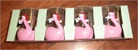 set of 4 pink Flamingo shot glasses