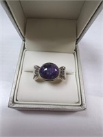 Amethyst and Silver ring 6 1/2 marked 925