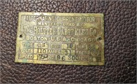 Early Holtzer Cabot Electric Co. Brass Plate