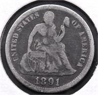 1891 SEATED DIME G