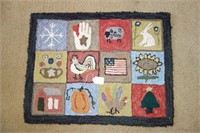 HANDMADE QUILTED PATCH RAG RUG - ANIMALS &