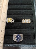 Sterling Silver & CZ Stone Rings 3, Missing 1