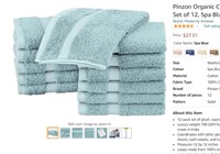 Pinzon Organic Cotton Bathroom Washcloths, Set 12