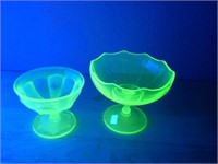 Uranium Glass Compote & Sherbet Dish
