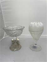 Pedestal Glass Candy Dish & Glass Vase