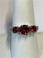 Sterling Silver and Garnet Ring Sz 8