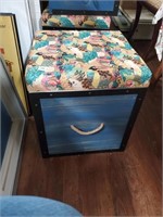 New Wooden Storage Stool w/Parrots