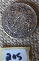 Canadian 1945 Silver Fifty Cents Coin