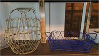 Blue Wire Basket, Gold Wire French Basket