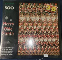 3 D Image 500"Merry Olde Santa" SEALED Puzzle