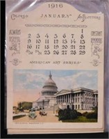 1916 calendar blotter postcards, all 12 months