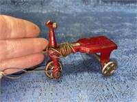 Antique Kilgore old red cast Iron scooter toy