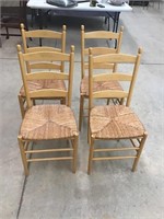 Beautiful set of 4 rush bottom ladder back chairs