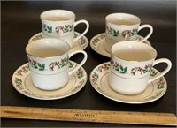 (4)CUPS & SAUCERS-HOLIDAY/SEASONAL