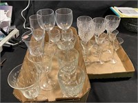 Lot W/ Crystal Stemware Antique Grape Etched