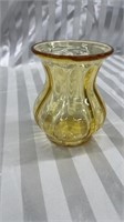 Fenton Light Yellow Floral Flower Vase Ribbed